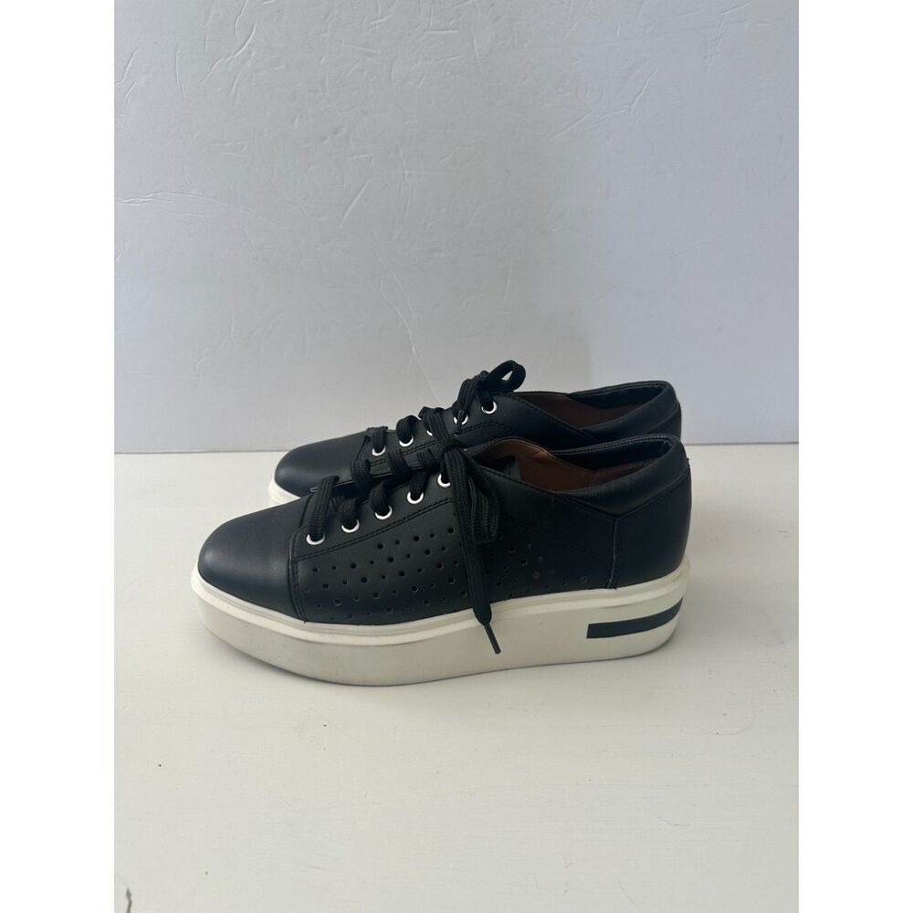 Linea Paolo Black Perforated Leather Athletic Sneakers Size 8.5